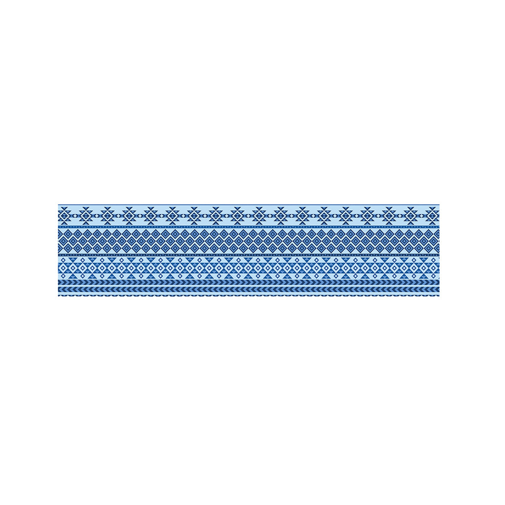 Blue Native American Aztec Pattern Print Bed Runner