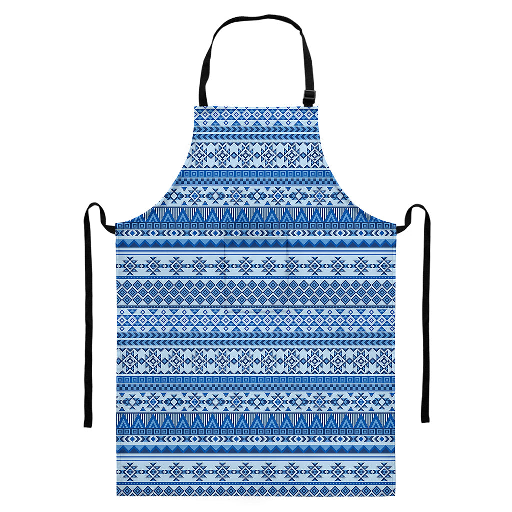 Blue Native American Aztec Pattern Print Bib Apron With Pocket