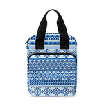 Blue Native American Aztec Pattern Print Bible Tote Bag