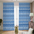 Blue Native American Aztec Pattern Print Dimout Pencil Pleat Curtains