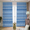 Blue Native American Aztec Pattern Print Blackout Pencil Pleat Curtains