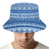 Blue Native American Aztec Pattern Print Bucket Hat