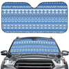 Blue Native American Aztec Pattern Print Car Windshield Sun Shade