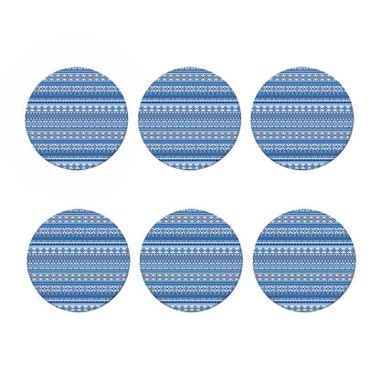 Blue Native American Aztec Pattern Print Coaster Set