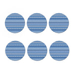 Blue Native American Aztec Pattern Print Coaster Set