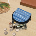 Blue Native American Aztec Pattern Print Coin Purse