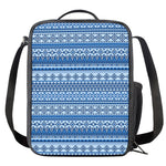 Blue Native American Aztec Pattern Print Crossbody Lunch Bag