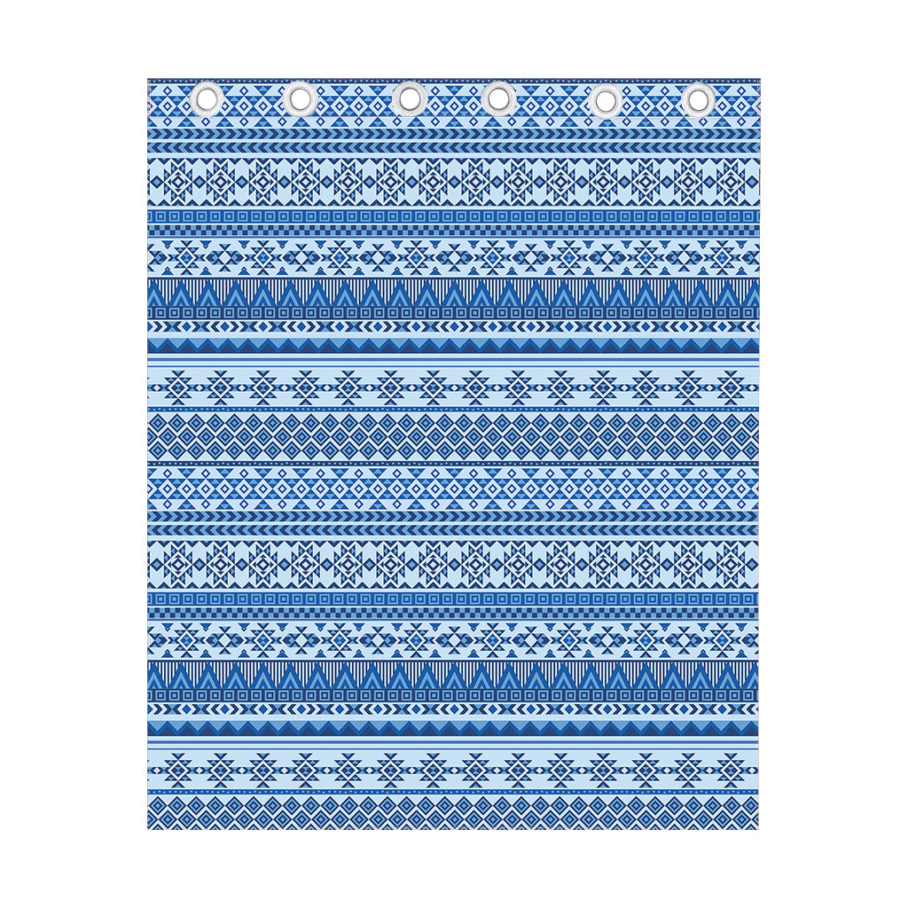 Blue Native American Aztec Pattern Print Curtain