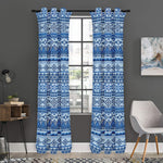 Blue Native American Aztec Pattern Print Curtain