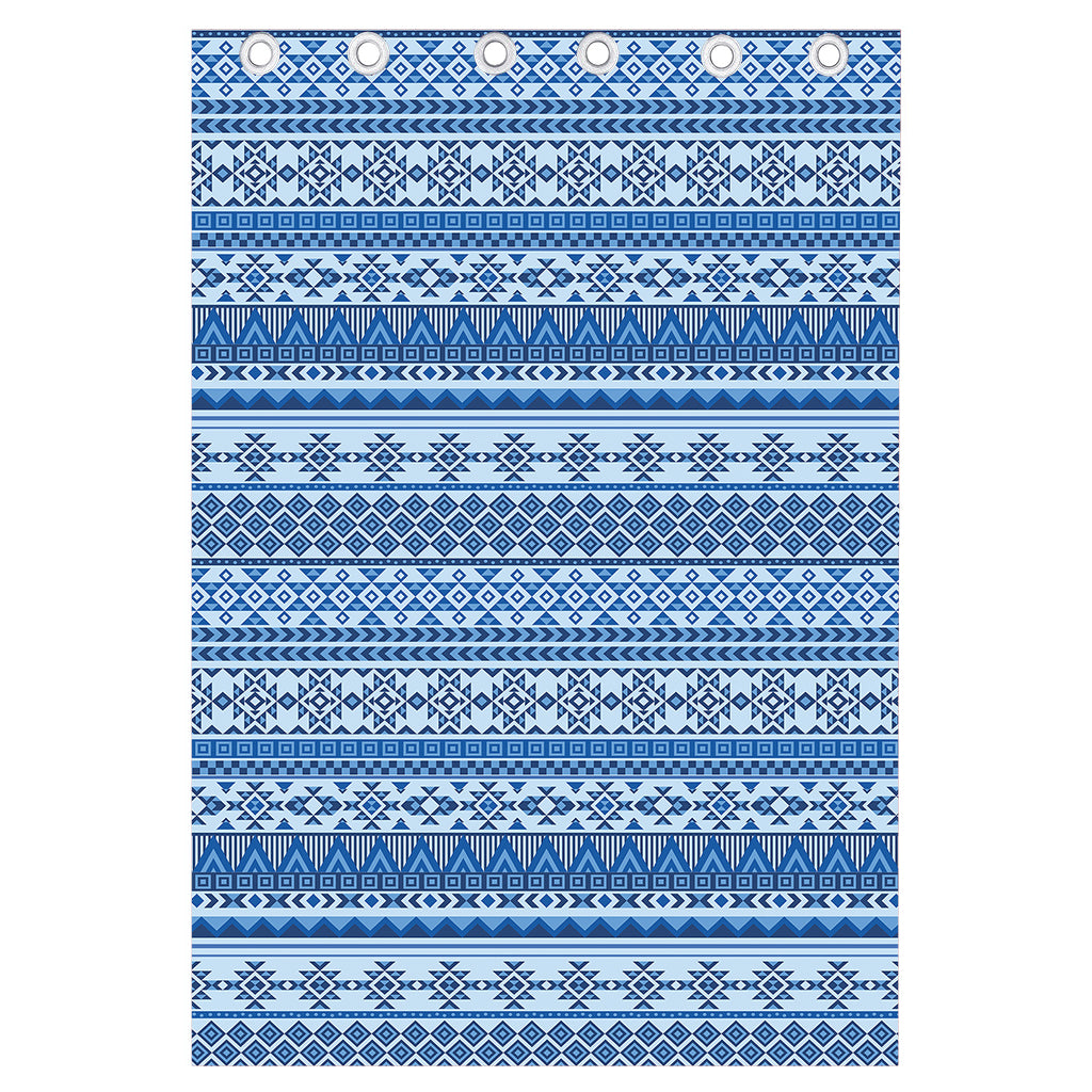 Blue Native American Aztec Pattern Print Curtain