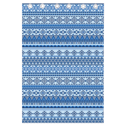 Blue Native American Aztec Pattern Print Curtain
