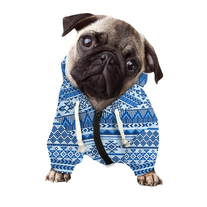 Blue Native American Aztec Pattern Print Dog Zip Up Hoodie
