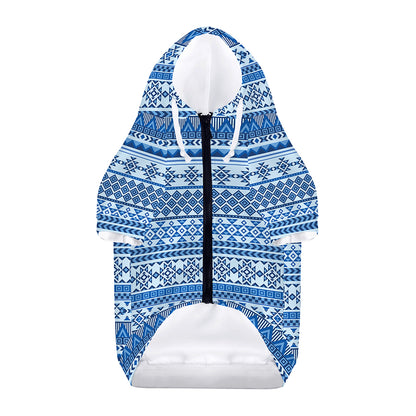 Blue Native American Aztec Pattern Print Dog Zip Up Hoodie