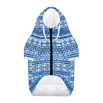 Blue Native American Aztec Pattern Print Dog Zip Up Hoodie