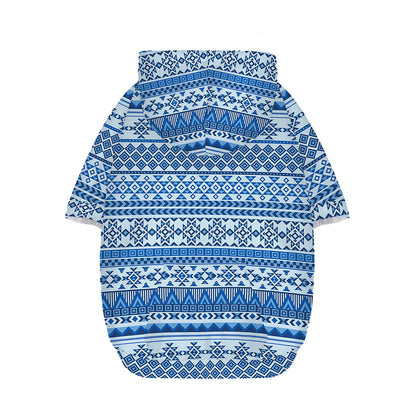 Blue Native American Aztec Pattern Print Dog Zip Up Hoodie