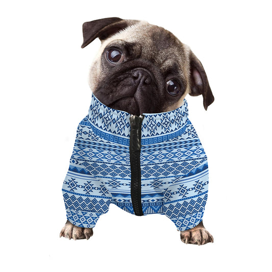 Blue Native American Aztec Pattern Print Dog Zip Up Jacket