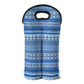 Blue Native American Aztec Pattern Print Double Neoprene Wine Tote