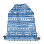 Blue Native American Aztec Pattern Print Drawstring Bag