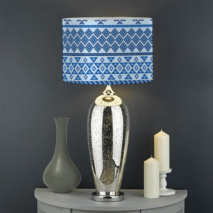 Blue Native American Aztec Pattern Print Drum Lamp Shade