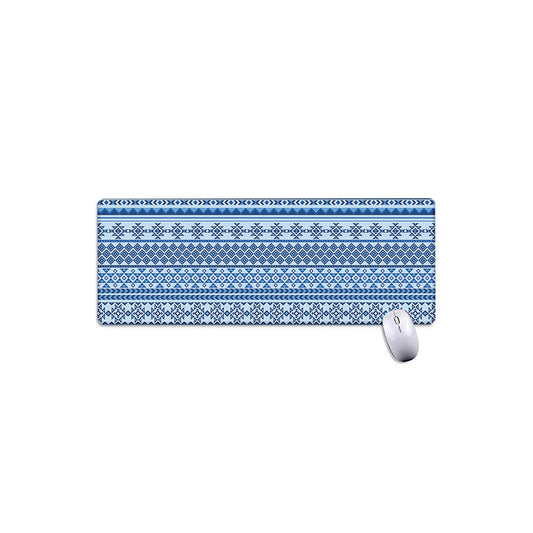 Blue Native American Aztec Pattern Print Extended Mouse Pad