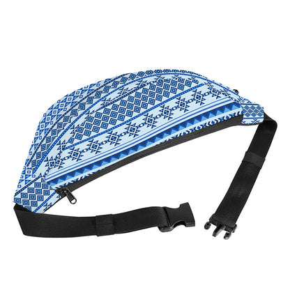 Blue Native American Aztec Pattern Print Fanny Pack