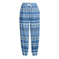 Blue Native American Aztec Pattern Print Fleece Lined Knit Pants
