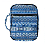 Blue Native American Aztec Pattern Print Front Pocket Bible Bag