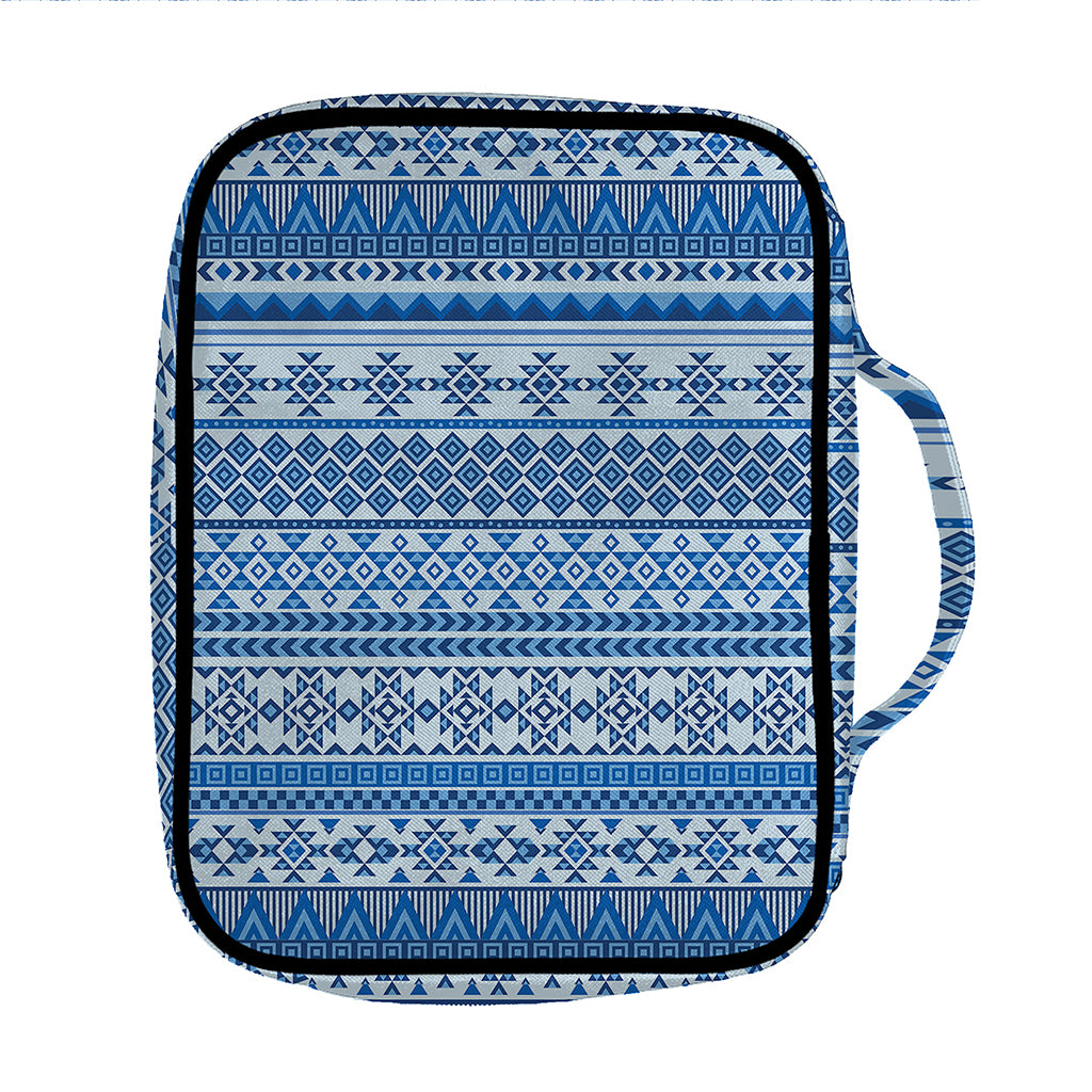 Blue Native American Aztec Pattern Print Front Pocket Bible Bag