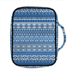 Blue Native American Aztec Pattern Print Front Pocket Bible Bag