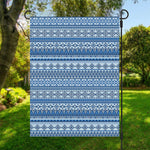 Blue Native American Aztec Pattern Print Garden Flag