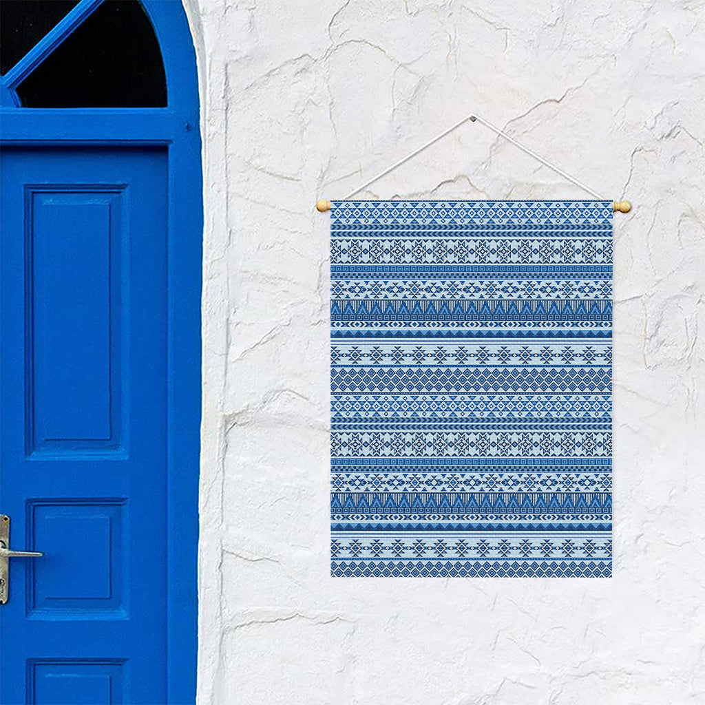 Blue Native American Aztec Pattern Print Garden Flag