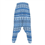 Blue Native American Aztec Pattern Print Hammer Pants
