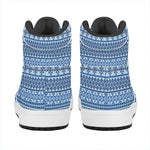 Blue Native American Aztec Pattern Print High Top Leather Sneakers