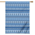 Blue Native American Aztec Pattern Print House Flag
