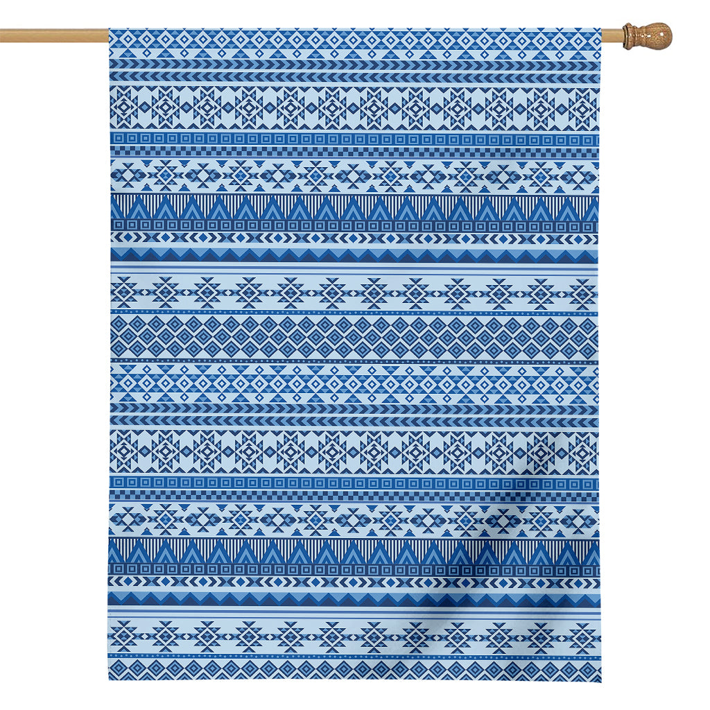 Blue Native American Aztec Pattern Print House Flag
