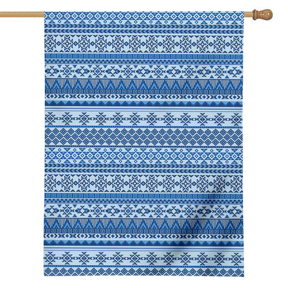 Blue Native American Aztec Pattern Print House Flag