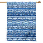 Blue Native American Aztec Pattern Print House Flag