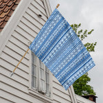 Blue Native American Aztec Pattern Print House Flag