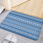 Blue Native American Aztec Pattern Print Indoor Door Mat