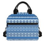 Blue Native American Aztec Pattern Print Insulated Lunch Bag