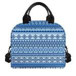Blue Native American Aztec Pattern Print Insulated Lunch Bag