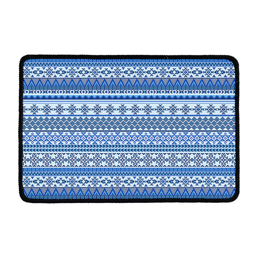 Blue Native American Aztec Pattern Print Kitchen Mat