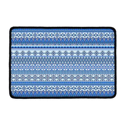 Blue Native American Aztec Pattern Print Kitchen Mat