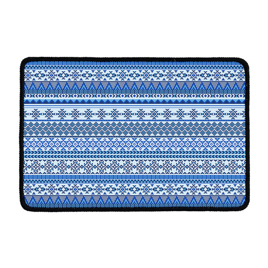 Blue Native American Aztec Pattern Print Kitchen Mat