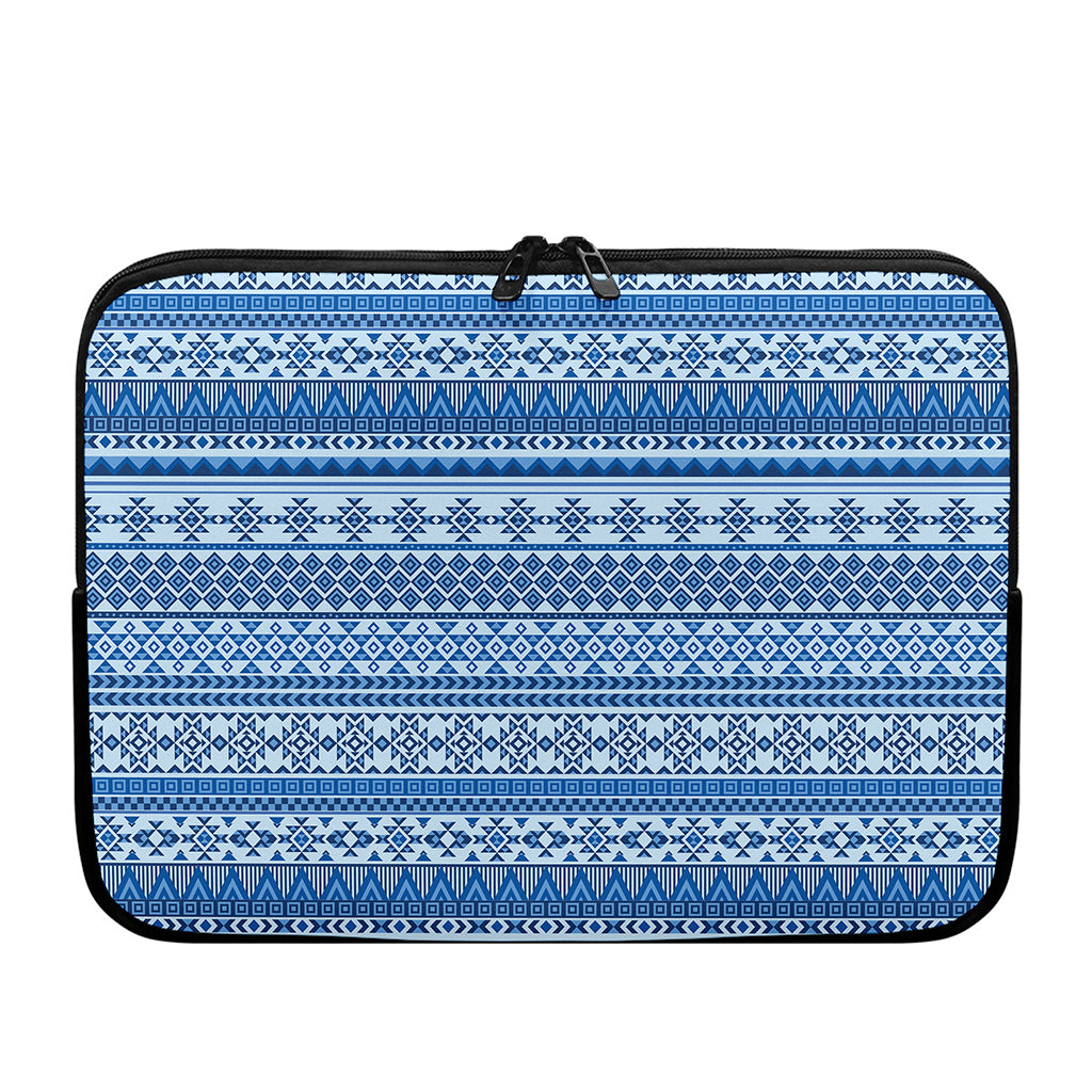Blue Native American Aztec Pattern Print Laptop Sleeve