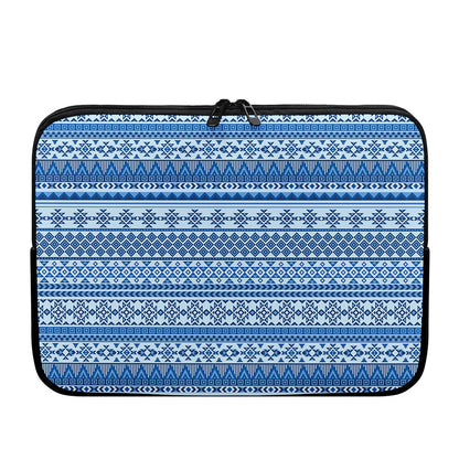 Blue Native American Aztec Pattern Print Laptop Sleeve