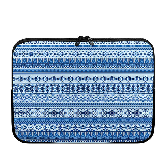 Blue Native American Aztec Pattern Print Laptop Sleeve