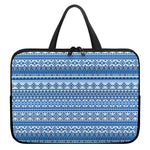 Blue Native American Aztec Pattern Print Laptop Sleeve With Handle