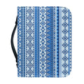 Blue Native American Aztec Pattern Print Leather Bible Cover