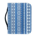 Blue Native American Aztec Pattern Print Leather Bible Cover